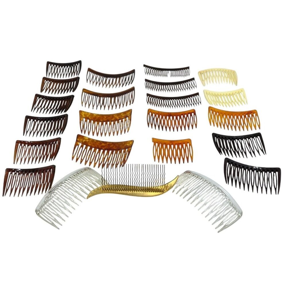 Goody Vintage Hair Combs Set Of 22 Brown‎ White Clear Tortoise 80s Grandma